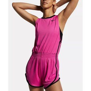 Nike Women Performance Running Romper SU190901LMS Smocked Waist Pink Size Small